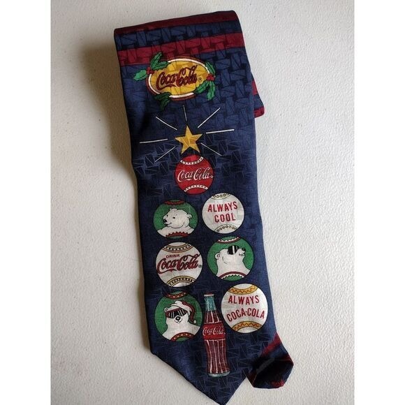 Coca Cola Other - Coca Cola Tie Men Blue Red Silk Polar Bear Christmas Holiday Novelty